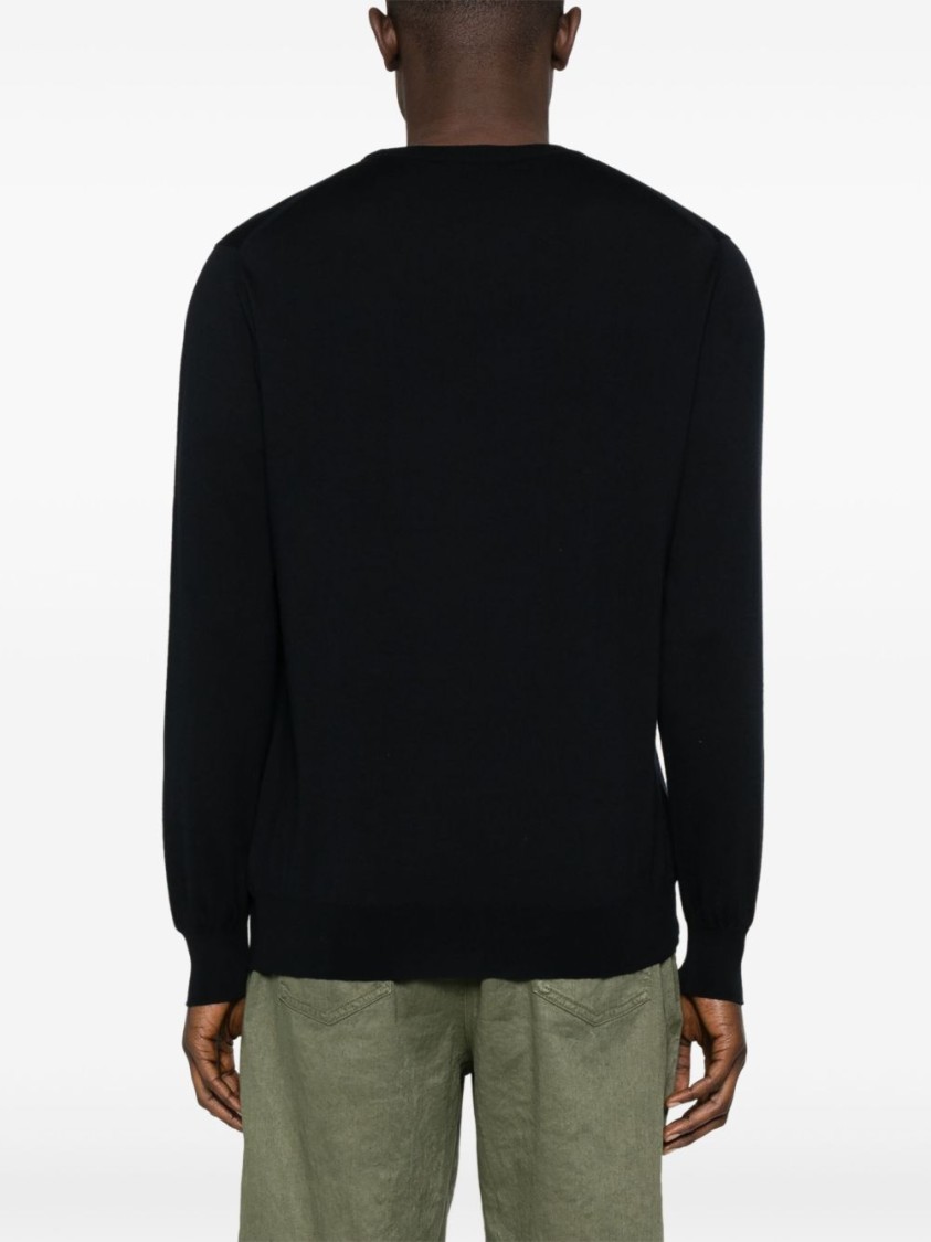 Shop Kiton Crewneck Sweater In Navy Cotton
