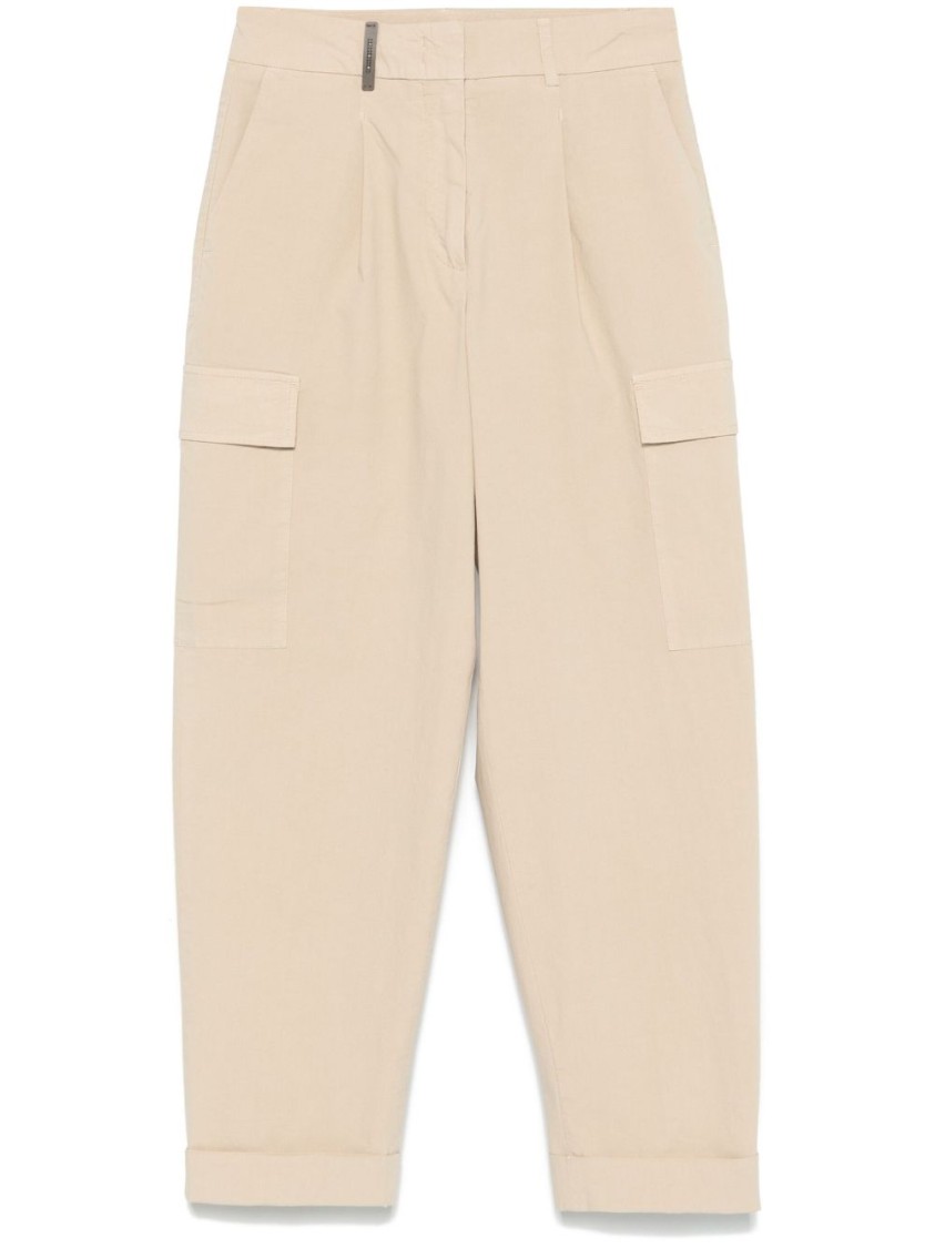 パンツ Peserico Relaxed Fit Beige Trousers With Cuffed Hem Peserico Relaxed Fit Beige Trousers With Cuffed Hem In