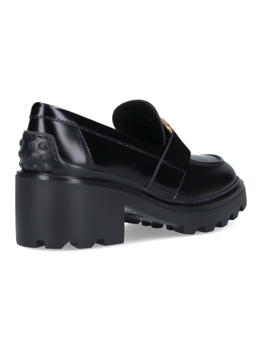TOD'S TOD'S BLACK LEATHER BUCKLE MOCCASINS – BLACK 
