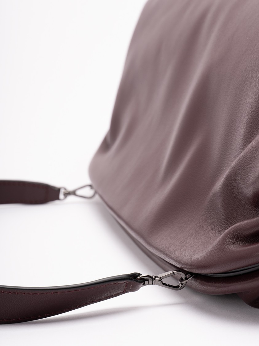 Alberta Ferretti Structured Leather Handbag With Sturdy Handle In Brown