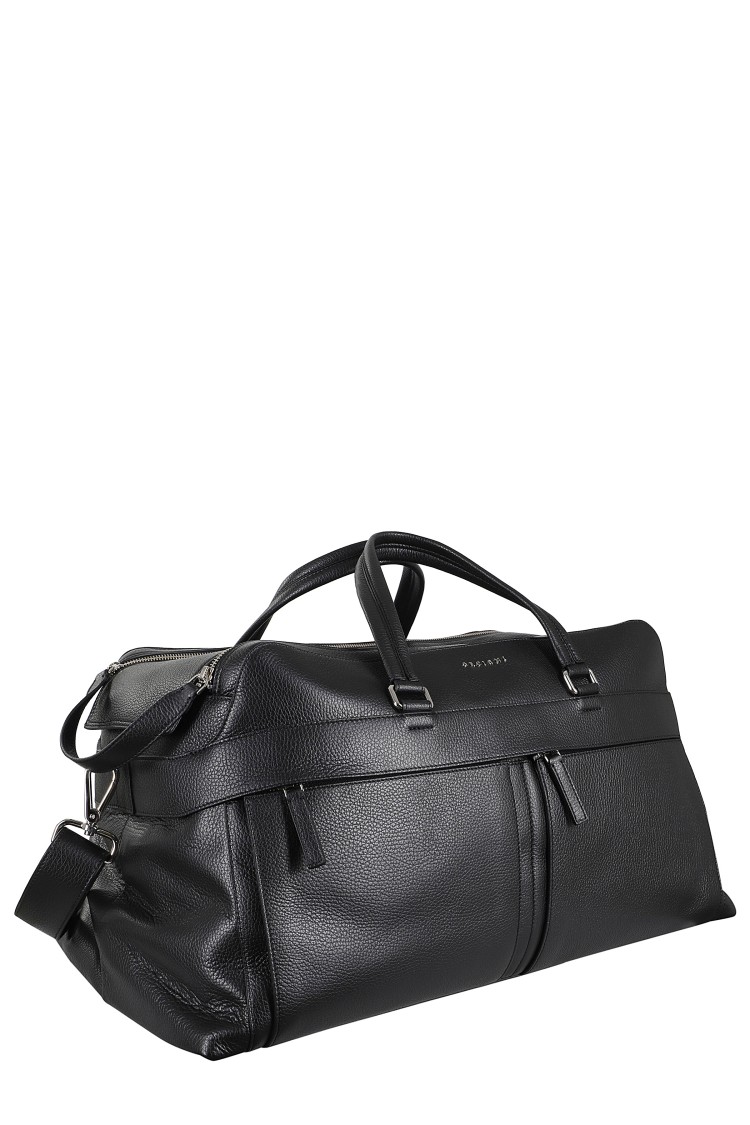 Orciani Spacious Black Duffel Bag With Adjustable Strap In Black