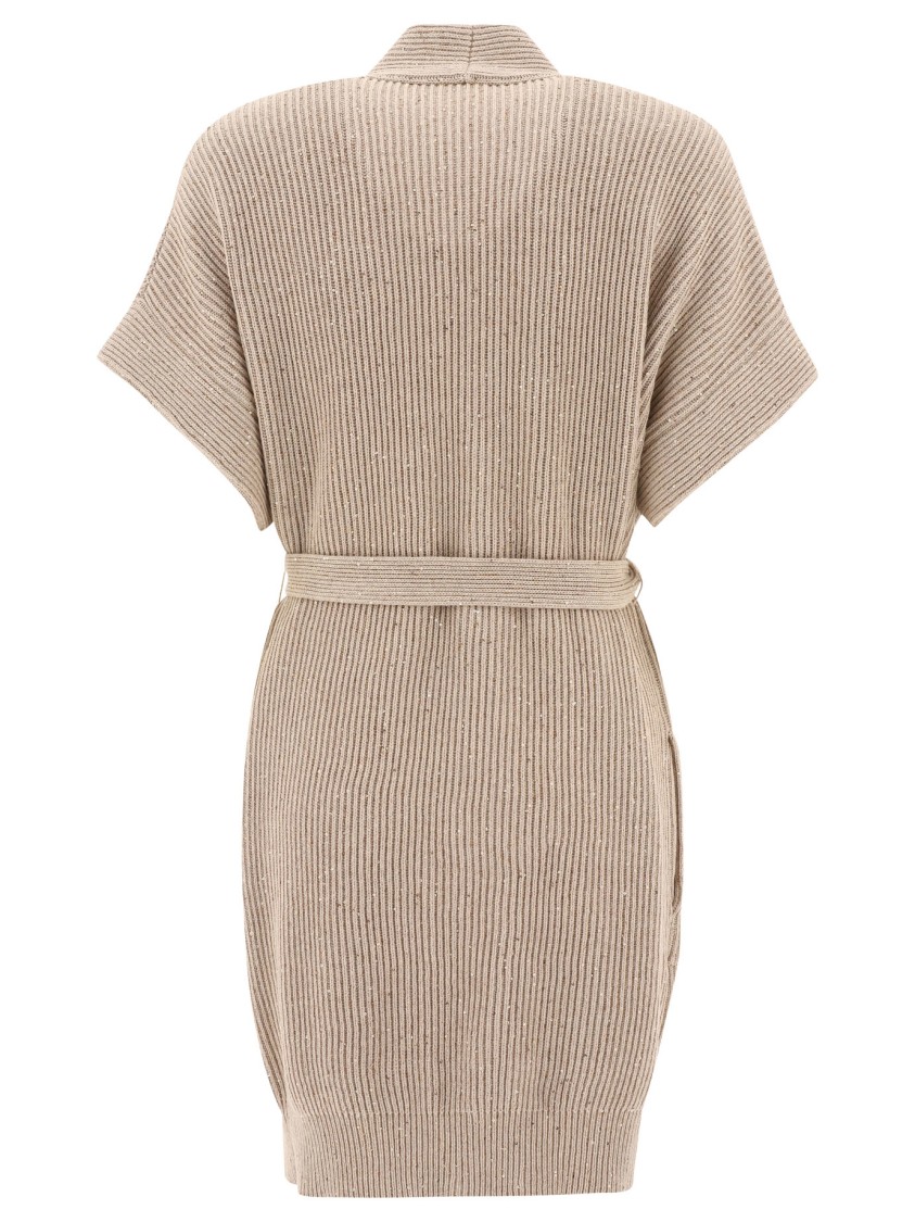 Brunello Cucinelli Diamante Knitted V-neck Cardigan In Pink
