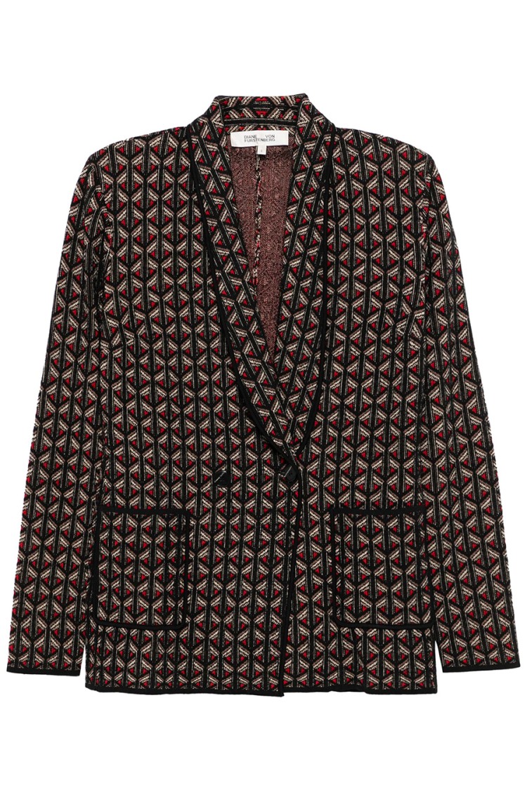 Diane Von Furstenberg Multicolor Geometric Pattern Blazer In Multi