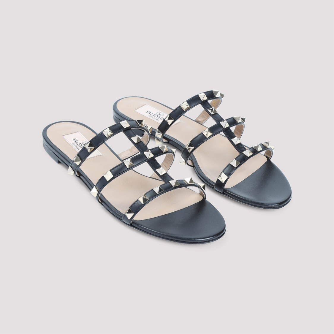 Shop Valentino Black Leather Sandals