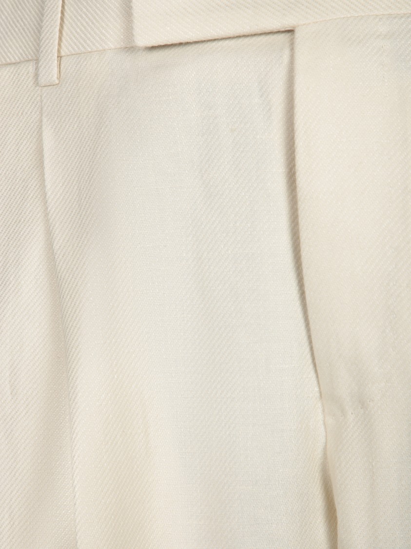 Pt Torino Cotton-linen Blend Trousers With Modern Tailoring