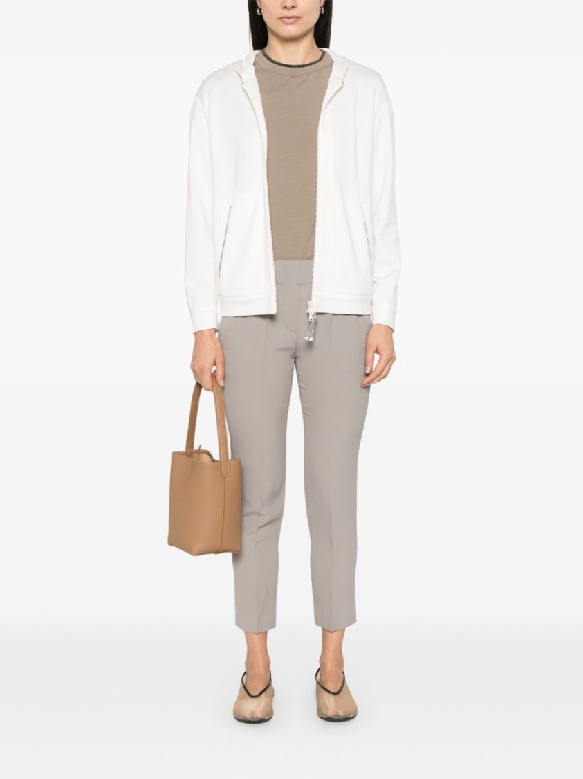Brunello Cucinelli Women's Cotton And Silk Blend Hoodie In White