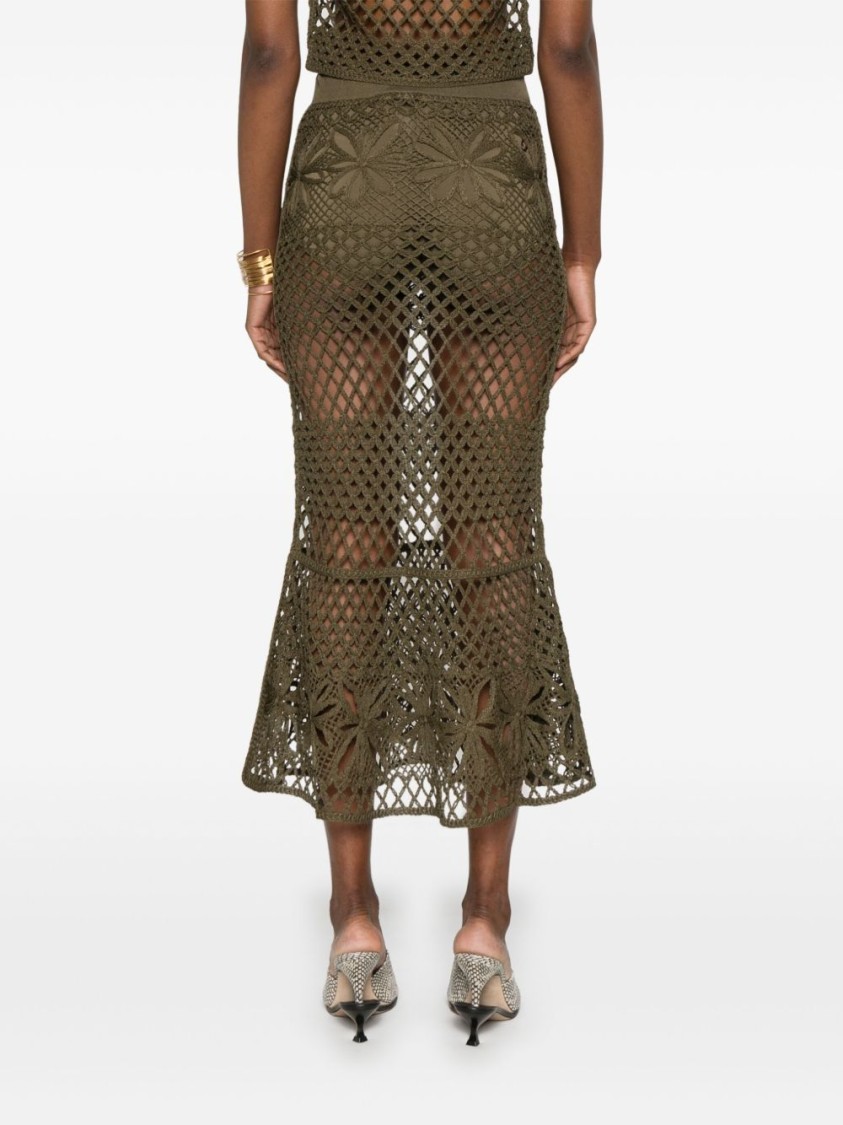 Shop Pinko Mid-length Olive Green Skirt