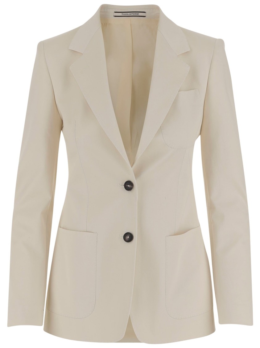 Tagliatore Wool And Silk Single-breasted Jacket In Neutrals