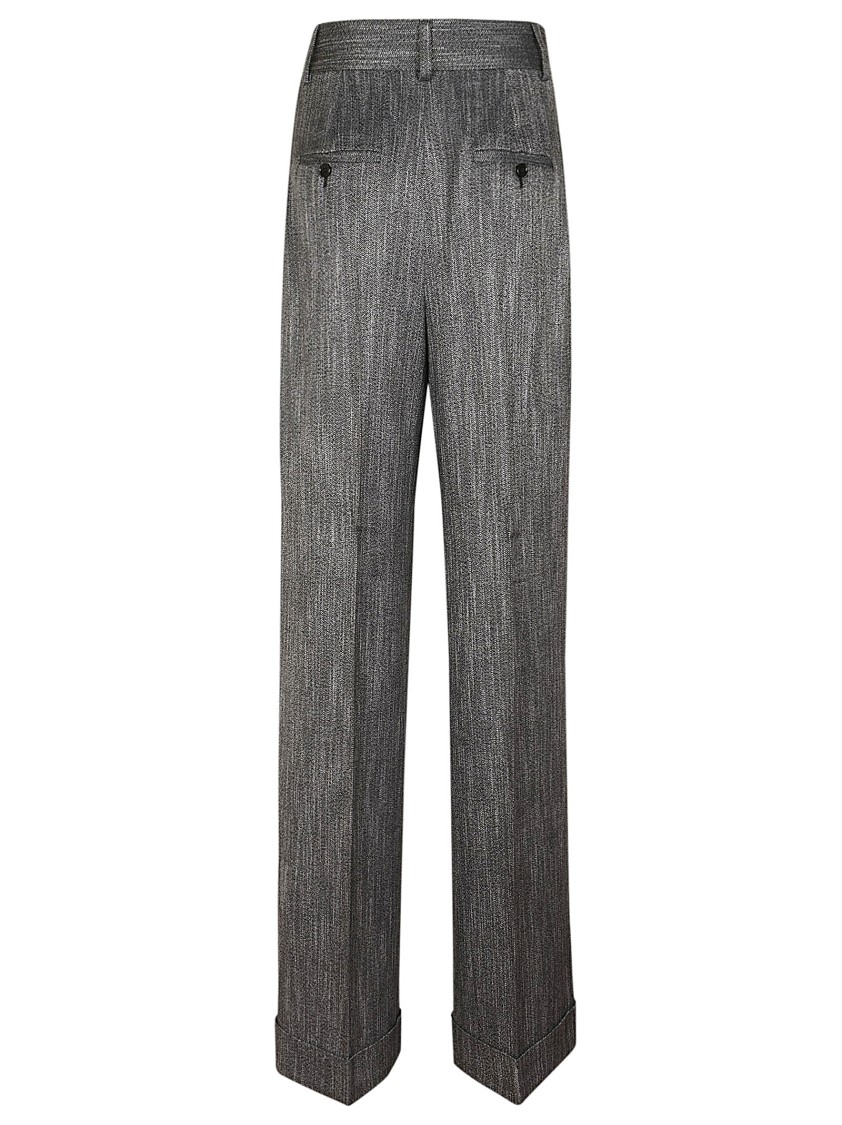 Alberta Ferretti Tailored Straight-leg Trousers With Subtle Pinstripe Pattern In Gray