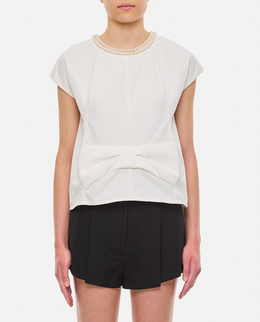 Junya Watanabe Bow-detail Sleeveless Top In White
