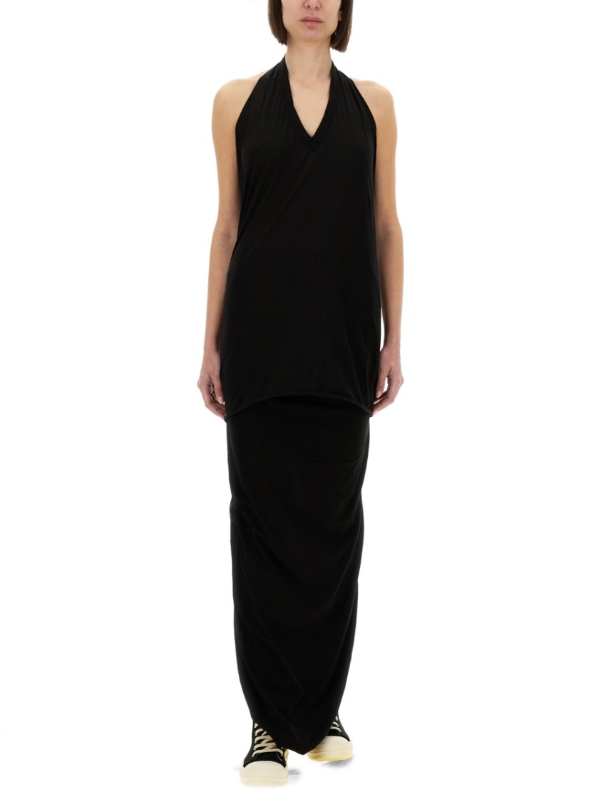 Rick Owens Drkshdw Elastic Waistband Drawstring Detail Skirt In Black