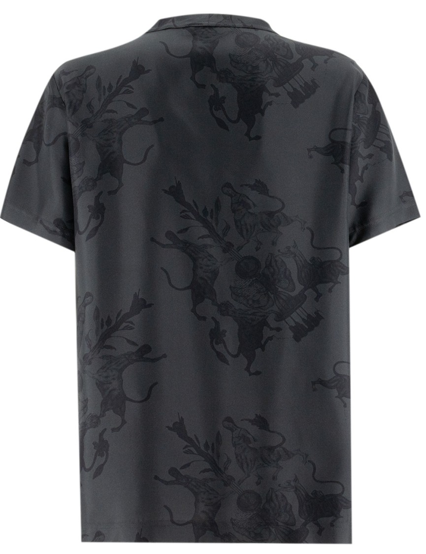 FABIANA FILIPPI FABIANA FILIPPI SILK T-SHIRT WITH UNIQUE FABULA VITAE PRINT