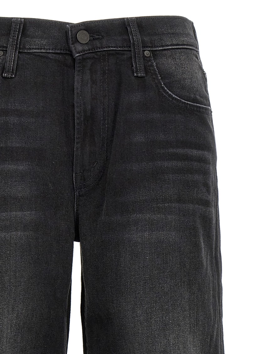 Mother Jeans Hustler Roller Sneak Fray In Black