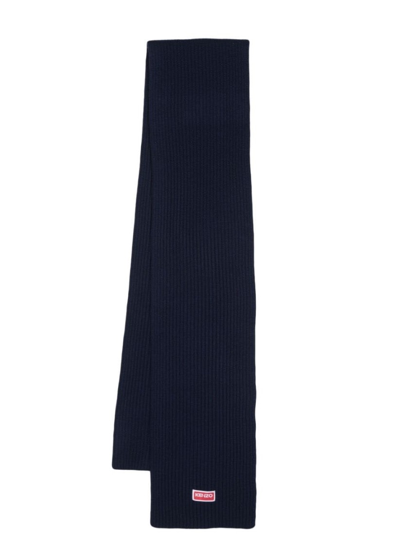 Kenzo Ribbed Wool Scarf In Striking Blue In Blue