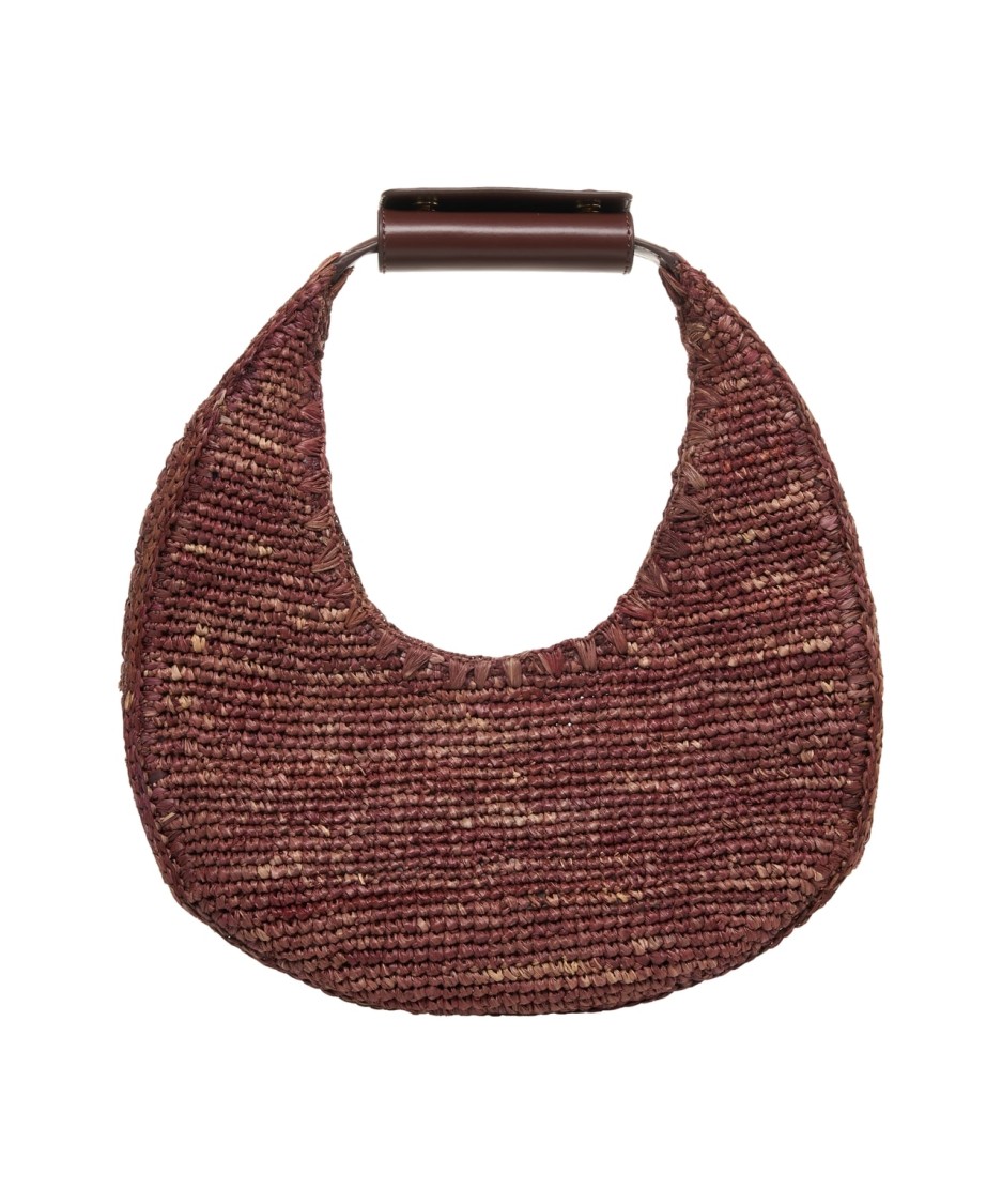 Staud Moon Large Raffia Shoulder Bag In Brown