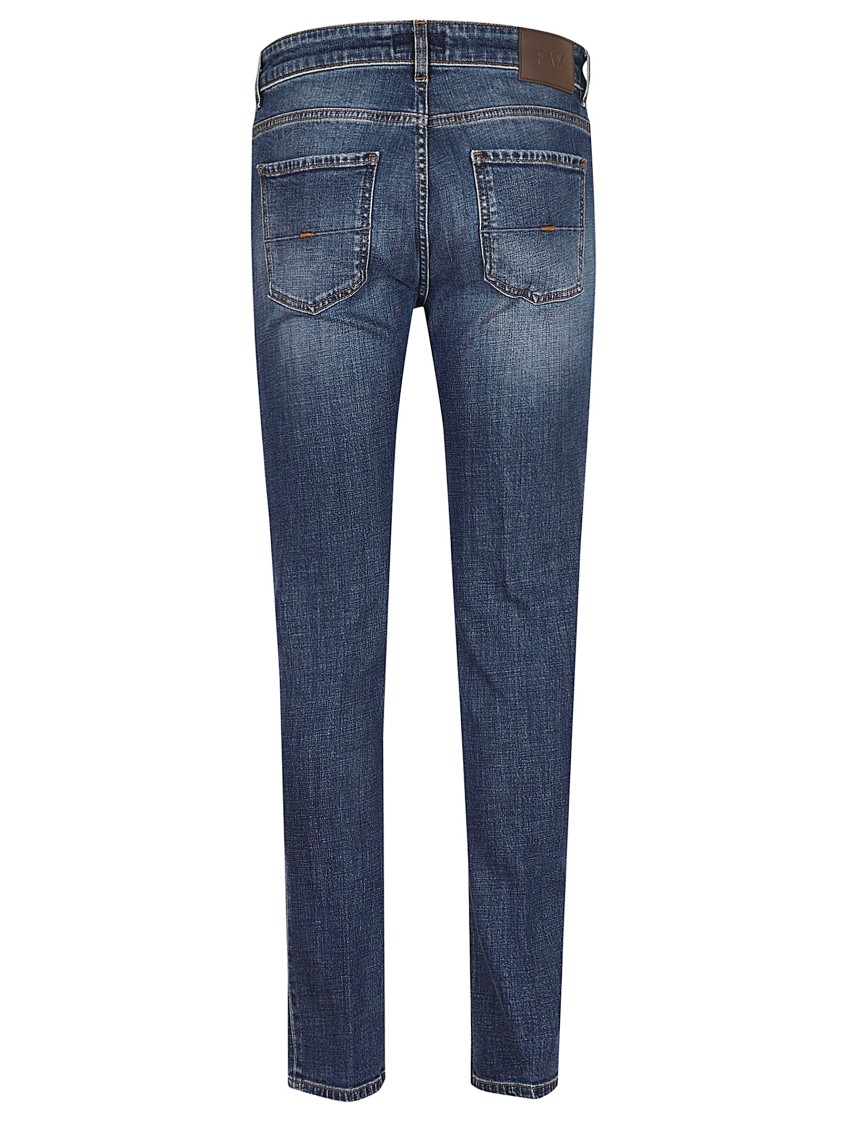 Fay Slim Fit Faded Wash Denim Jeans In Blue