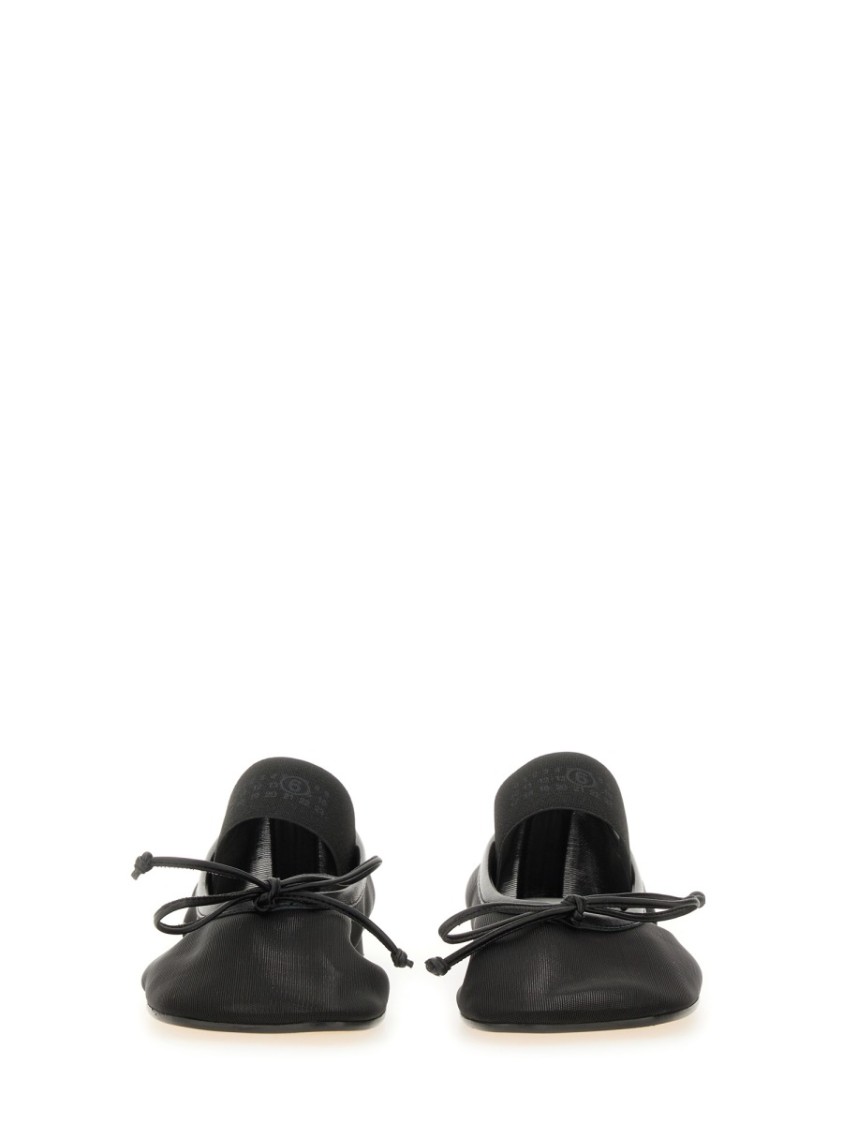 Mm6 Maison Margiela Mesh Anatomic Numeric Ballerina Flats In Black