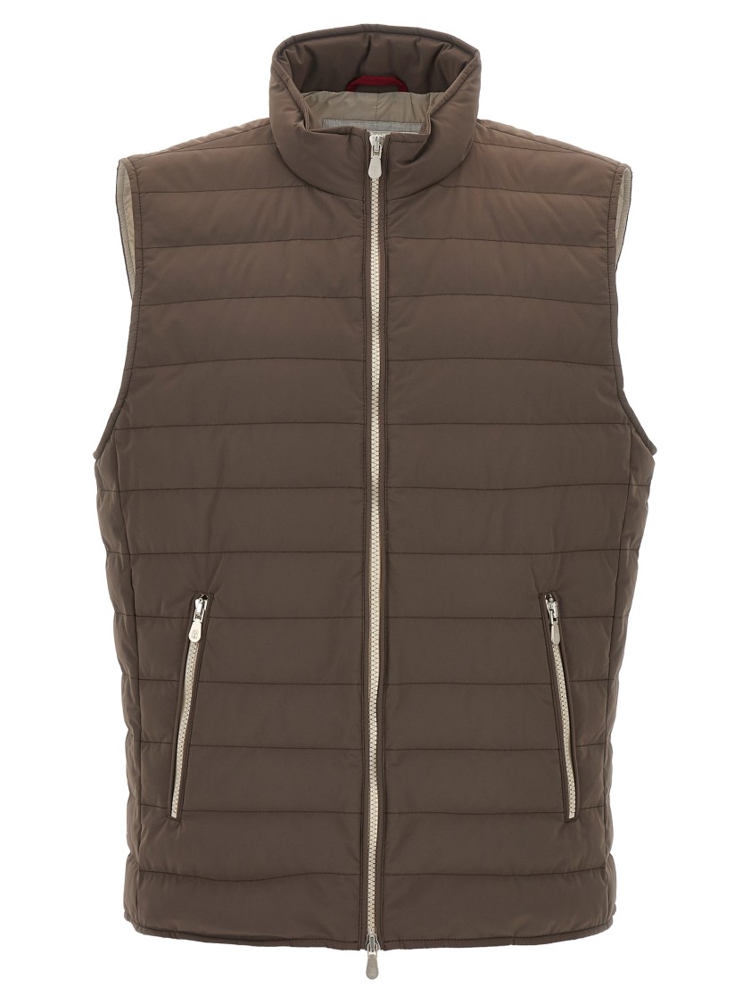 Brunello Cucinelli High Collar Quilted Vest