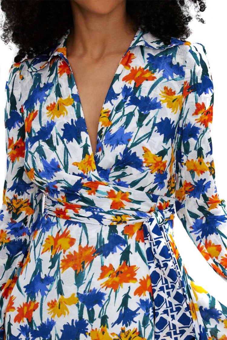 Diane Von Furstenberg Phoenix Reversible Dress In Dianthus Reversible To Vintage Cane In White