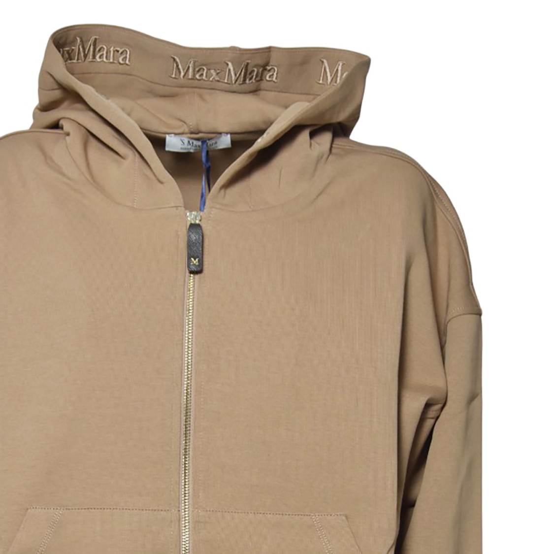 Max Mara Relaxed-fit Hoodie With Full Zip Closure And Subtle Logo In Brown