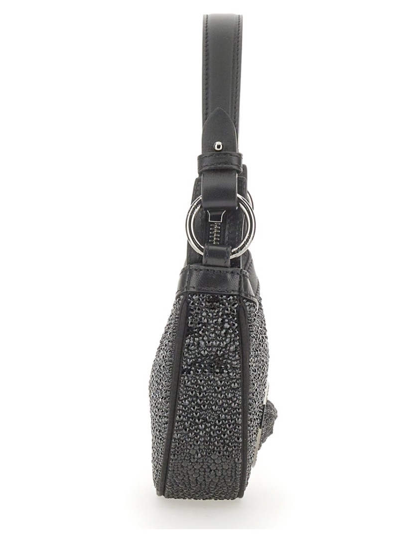 Versace Mini Hobo Bag With Crystals In Grey