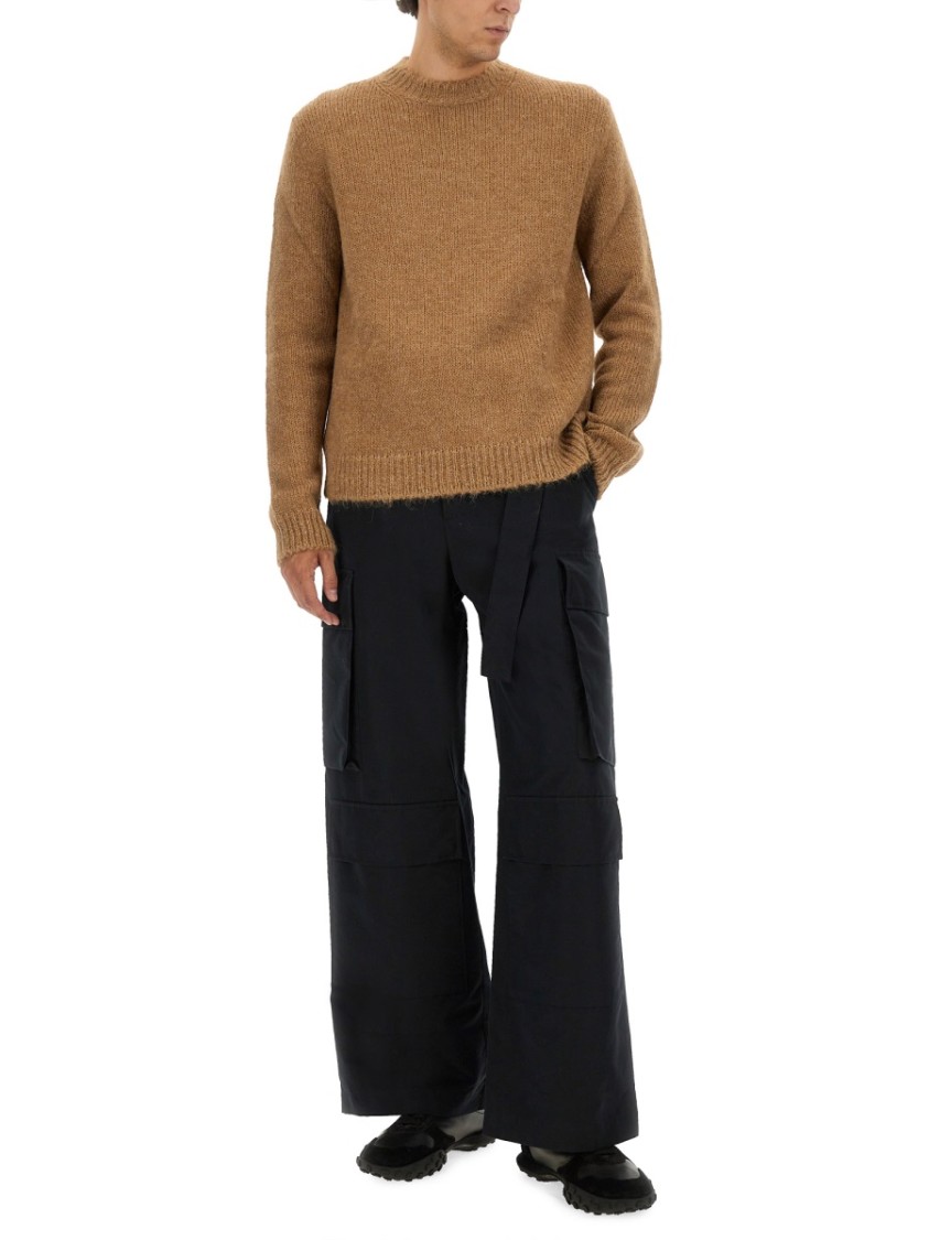 Jil Sander Relaxed Fit Wool Blend Sweater In Brown