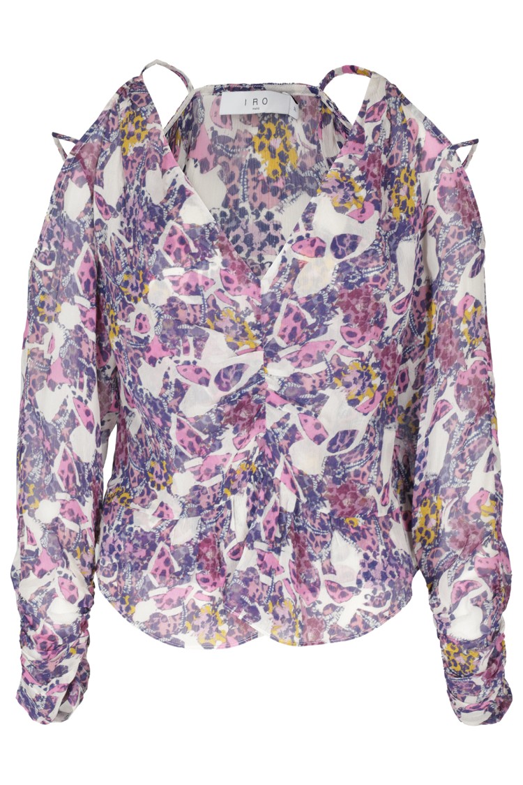 Iro Graphic-print Cold-shoulder Blouse In Multicolor