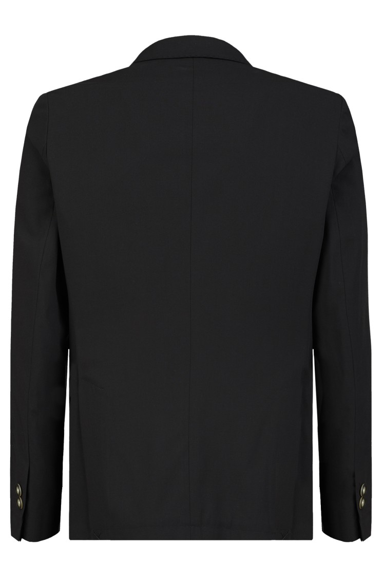 Gazzarrini X Michele Franzese Tailored Black Blazer In Wool-viscose Blend In Blue