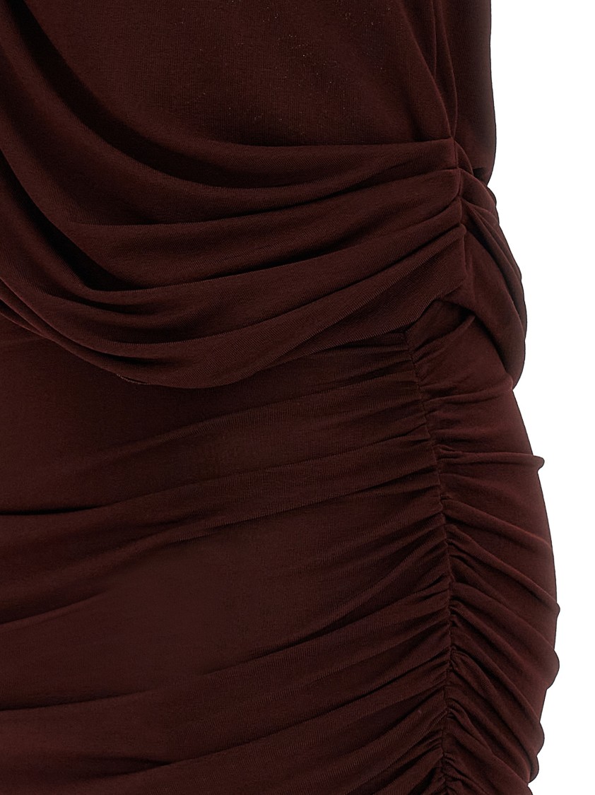 Magda Butrym Draped Halter Neck Open Back Dress In Brown