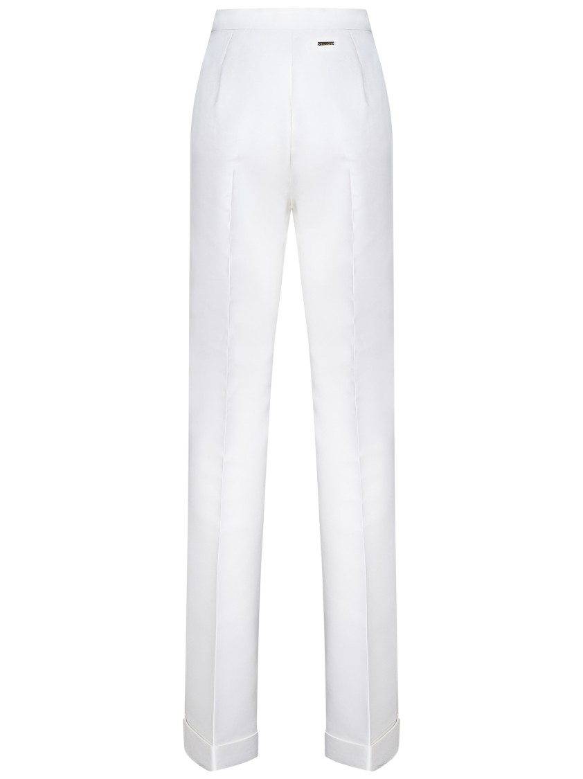 Dsquared2 Silk And Cotton Blend Trousers With Ironed Crease In White