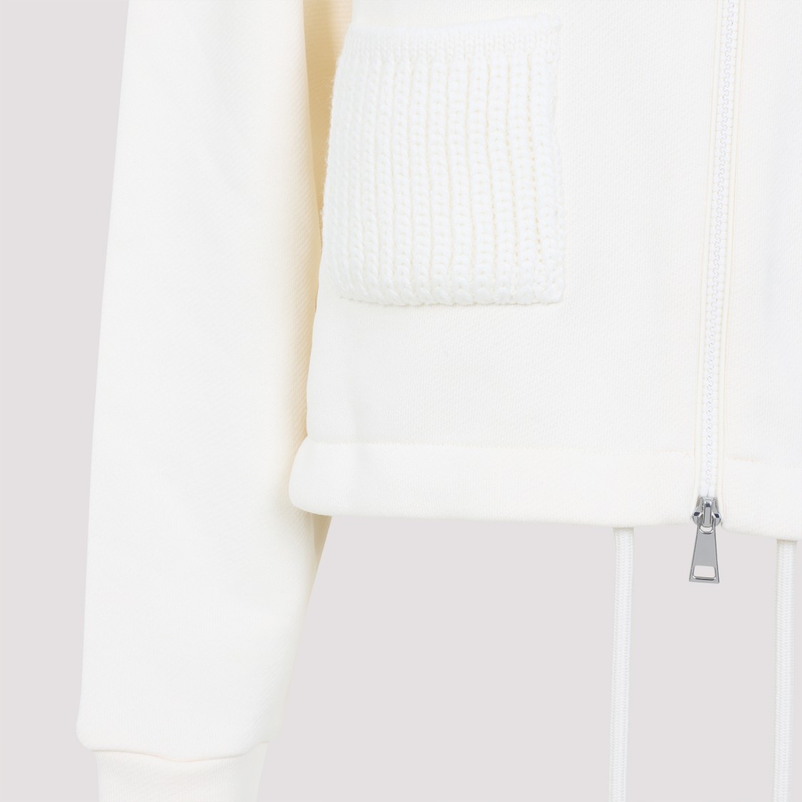Moncler Cotton Fleece Zip Up Jacket In White