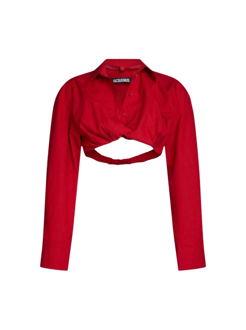 Jacquemus Cropped Cotton Poplin Shirt With Twist Detailing