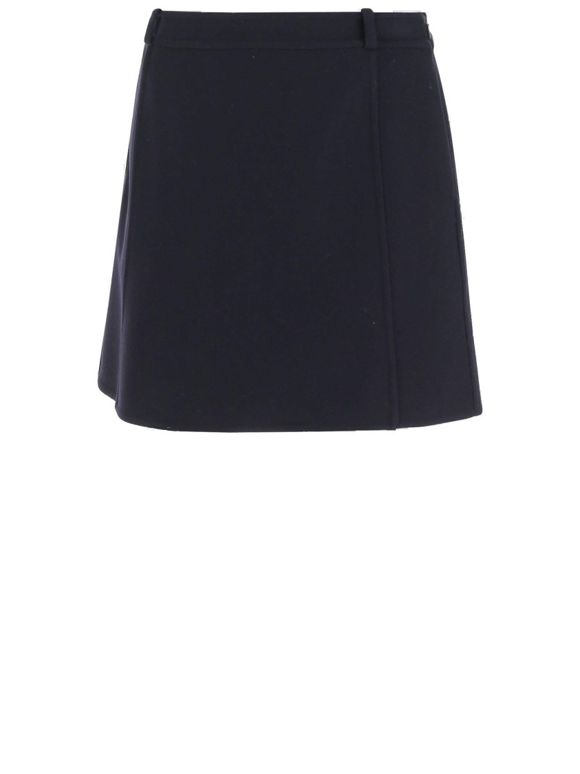 Jil Sander Structured Wool Skirt With Belt Loops In Black