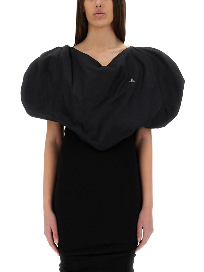 Vivienne Westwood Embroidered-logo Asymmetric Blouse In Black
