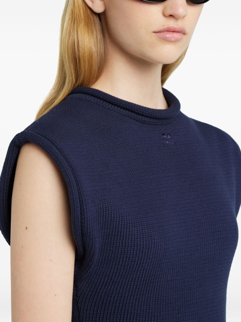 Courrèges Courreges Women Cropped Sleeveles Sweater In Blue