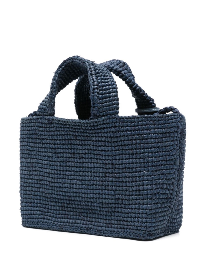 MANEBI MANEBI TEXTURED WOVEN RAFFIA HANDBAG WITH STURDY HANDLES