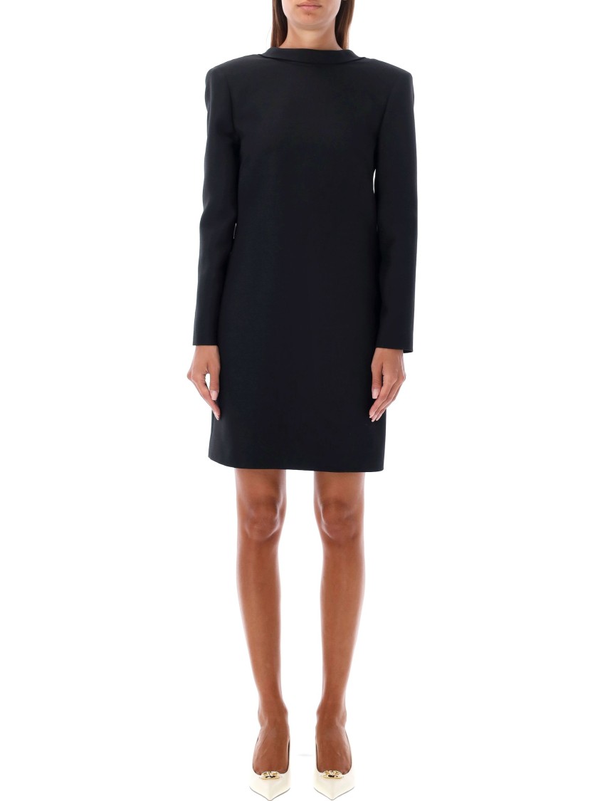 Shop Valentino Open Back Bow Mini Dress In Black