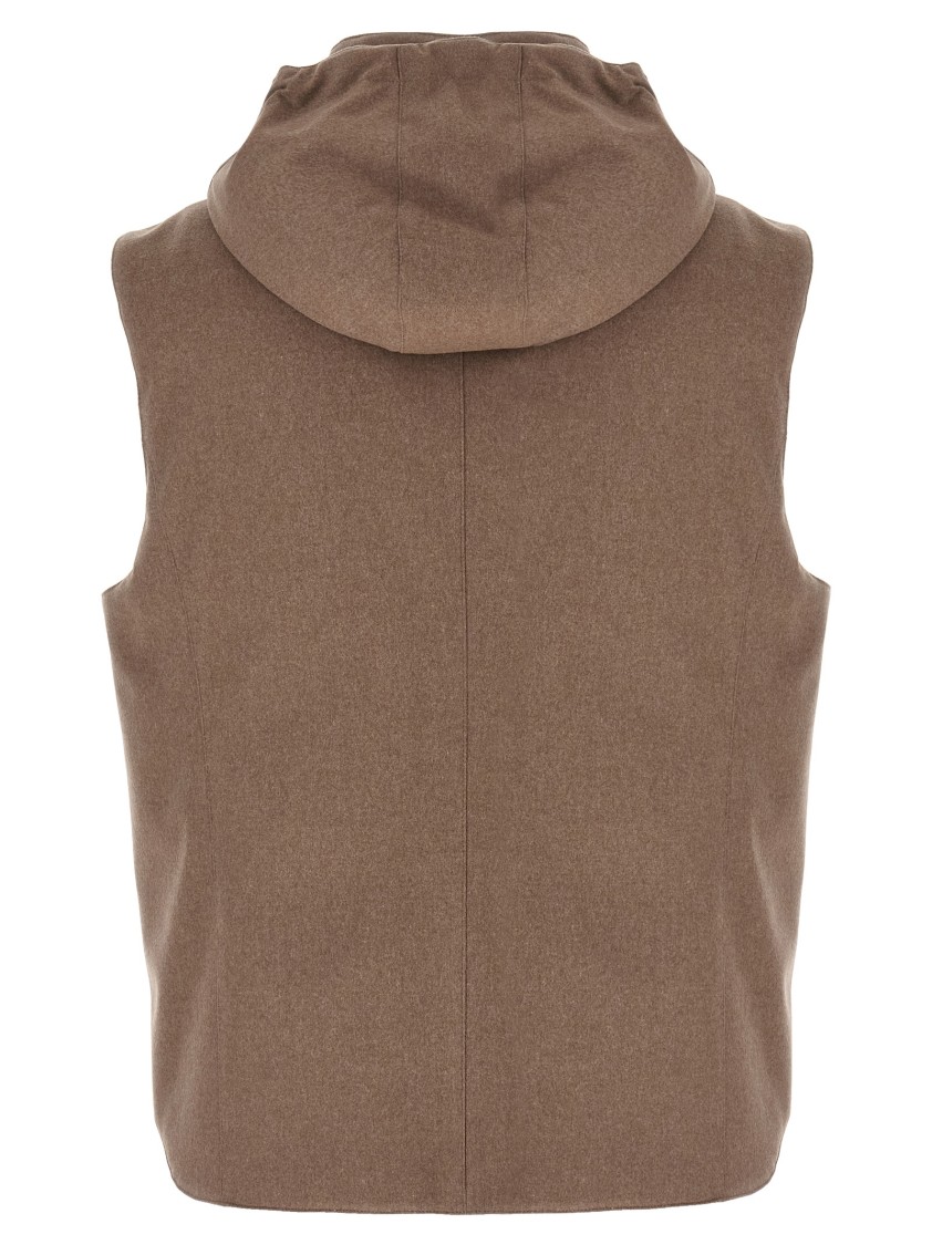 Brunello Cucinelli Padded Wool Vest In Brown