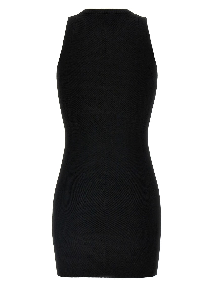 Diesel M-caddix Black Dress With Oval D Logo Plaque On The Front In Viscose Blend Woman In Black