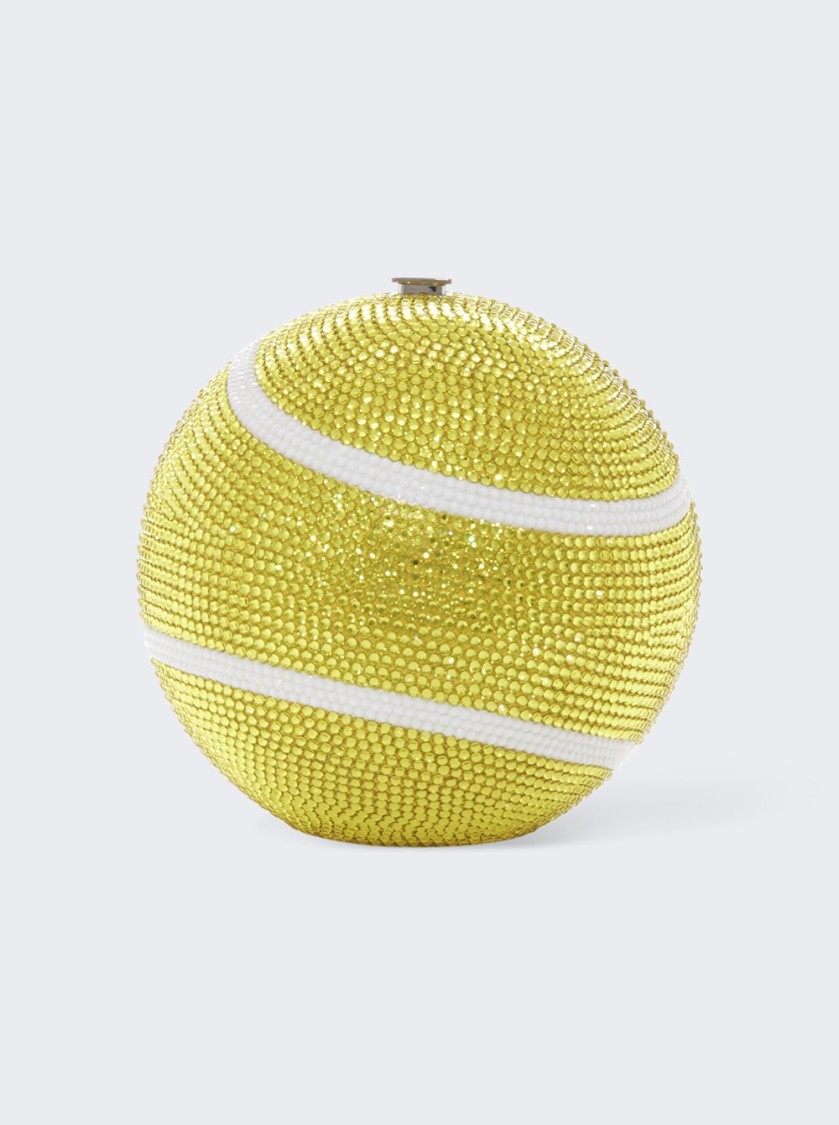 Shop Judith Leiber Tennis Ball Clutch Yellow And White Crystal