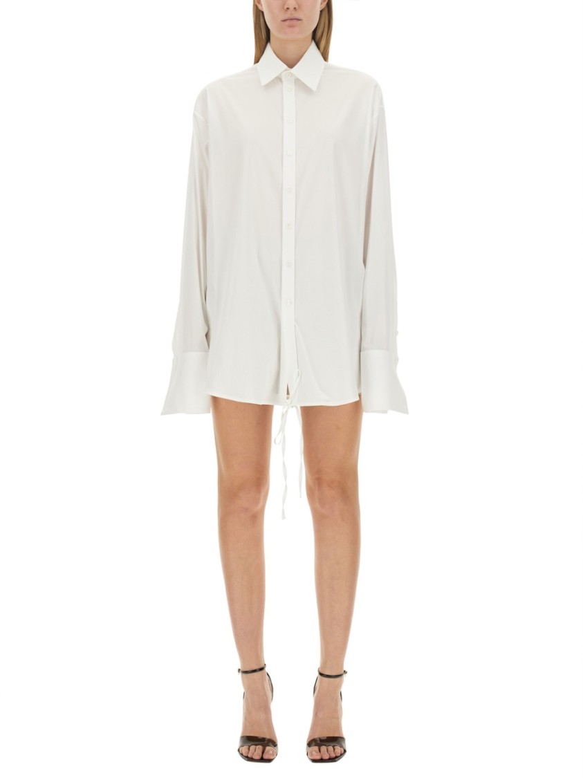 Peter Do Adjustable Tie Collared Shirt With High-low Hem