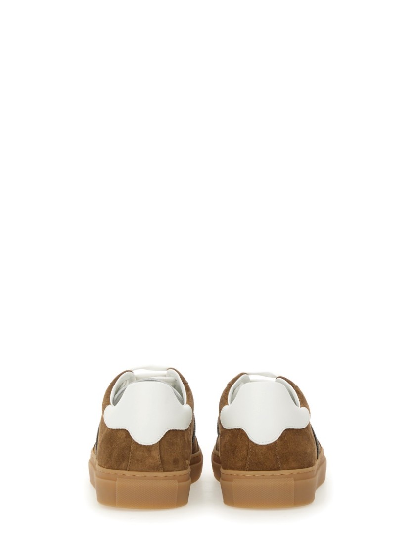 Brunello Cucinelli Leather Sneaker In Brown