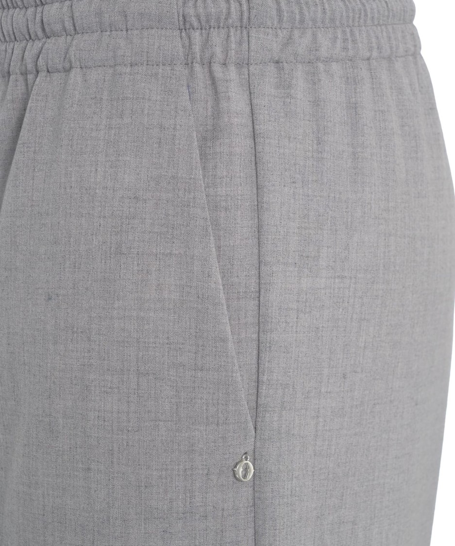 OTTOD'AME OTTOD'AME STRAIGHT-LEG PANTS WITH ELASTIC DRAWSTRING AND TEXTURED FABRIC