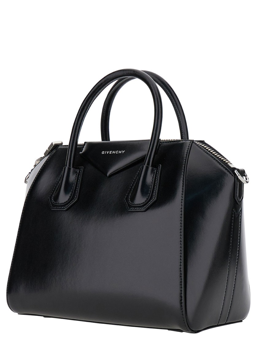 Shop Givenchy Small Antigona' Black Crossbody Bag With Debossed Logo
