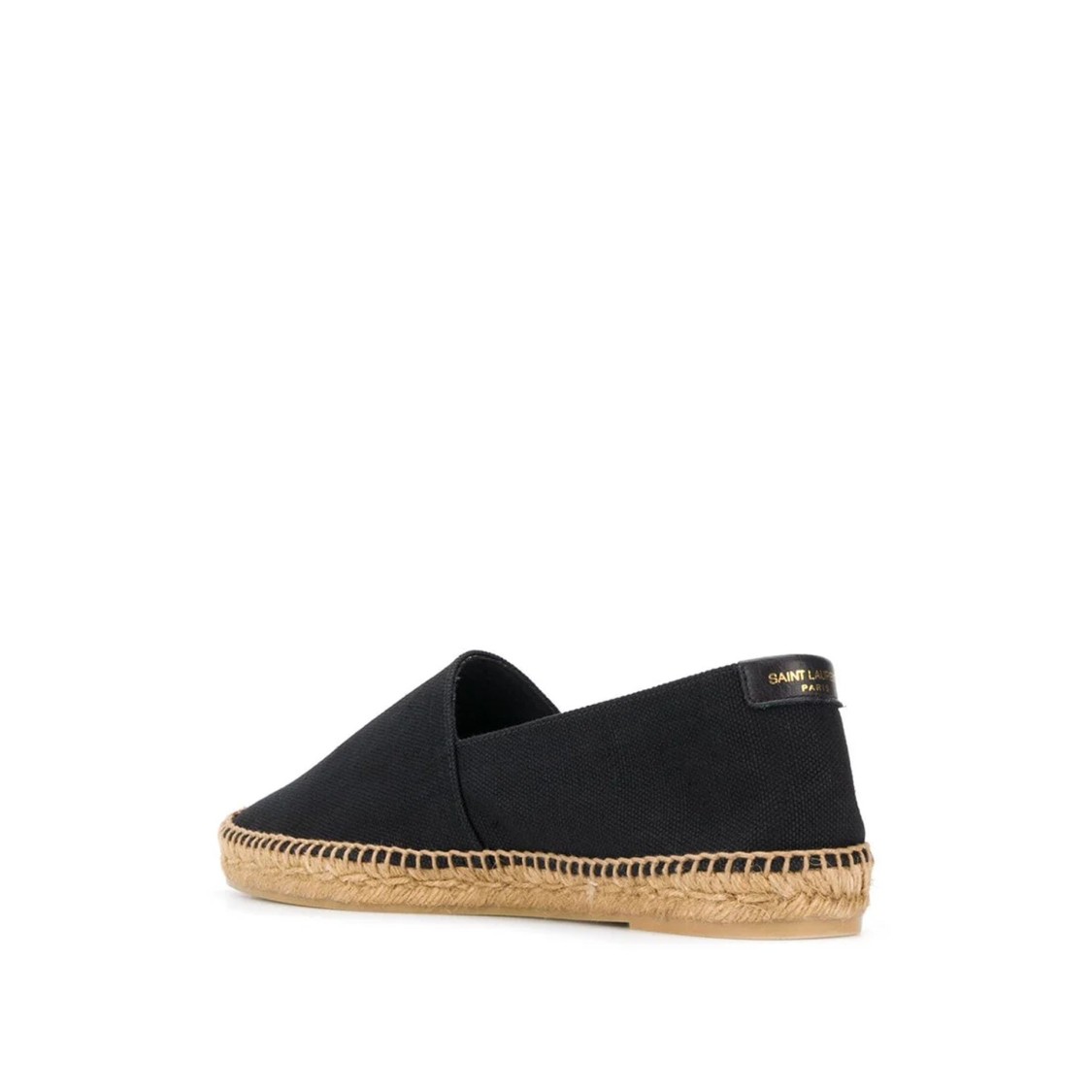Shop Saint Laurent Canvas Slip-on Espadrilles With Embroidered Logo Detail In Black