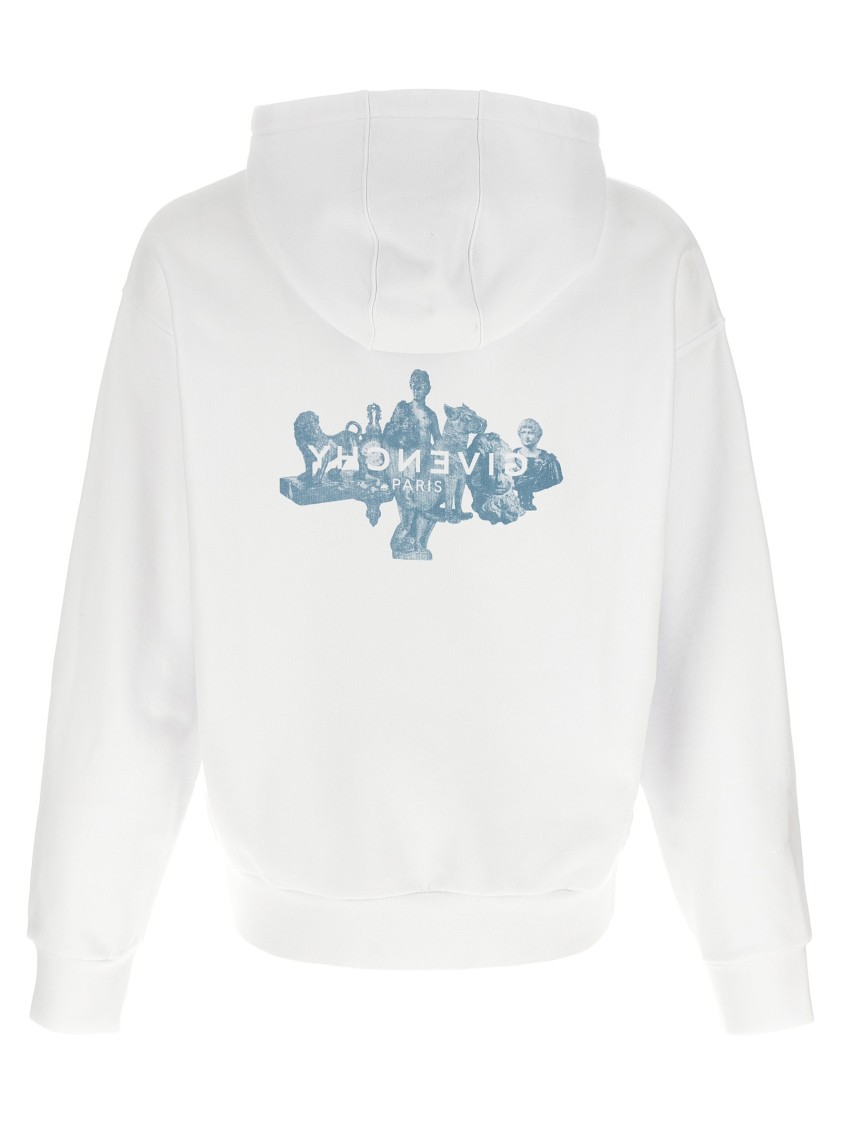 Givenchy Oversized Graphic Print Hoodie With Kangaroo Pocket In White