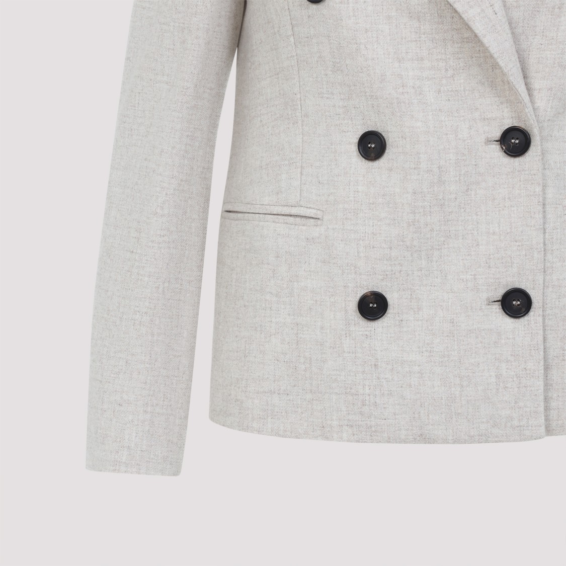 Brunello Cucinelli Double Breasted Wool And Cashmere Jacket In White