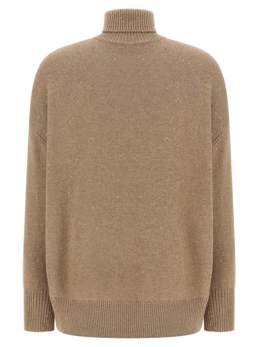 Brunello Cucinelli Cashmere-silk Sweater With All-over Sequin Appliqué In Neutral