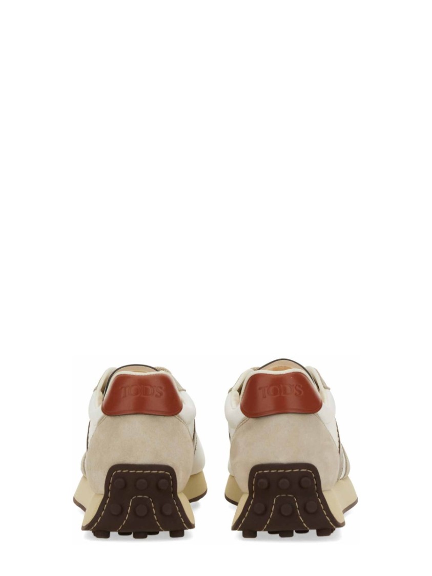 Tod's Fabric And Suede Sneakers With Contrast Panels In White