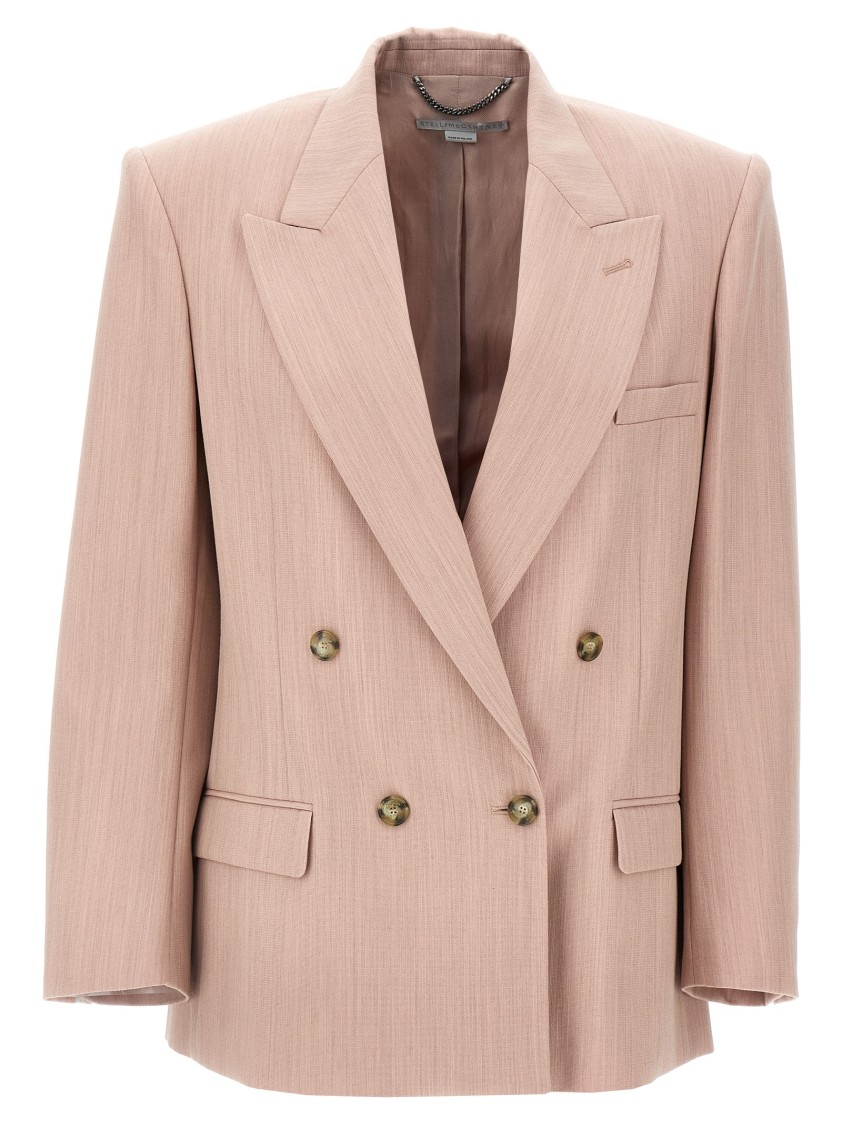 Stella Mccartney Double-breasted Wool Blazer With Peak Lapels In Pink